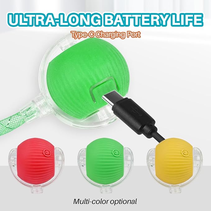 Interactive cat Toy cat Toys for Indoor Cats Agile Moving Cat Ball with Elastic Mesh Tail Automatic Kitten Toys Motion Activated Ball (Green)