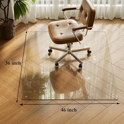 VETROUVE Tempered Glass Floor Mat 36" x 46" Chair Mat for Carpet or Hard Floor with 4 Anti-Slip Pads, 1/5" Thick