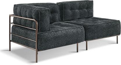 MCombo Modular Sofa Couch with Removable Cushion, Accent Sofa Chair, Upholstered Sofa for Living Room, Apartment, Office (Grey, Two Seats)