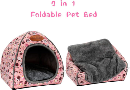 BWOGUE Guinea Pig House Bed Cozy Hamster Cave Large Hideout for Dwarf Rabbits Hedgehog Bearded Dragon Winter Nest Hamster Cage Accessories