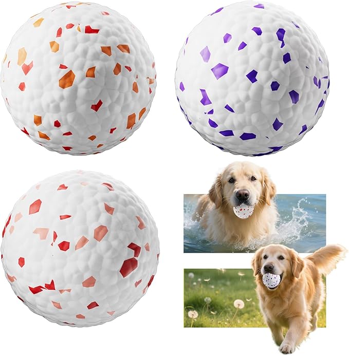 E-TPU Dog Balls 3 Pack - Interactive Tennis Balls Alternative for Aggressive Chewers, Indestructible Chew Toys for Puppy Teething, Keep Dogs Busy, Suit for Large Medium Small Breed
