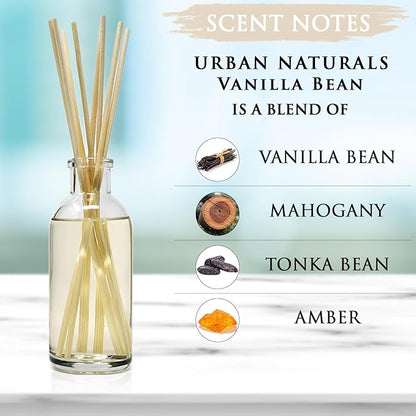Urban Naturals Vanilla Bean Scented Oil Reed Diffuser Gift Set | Vanilla Cream