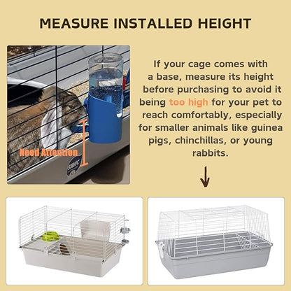 Rabbit Water Bottle, 600ml/21oz Hanging Water Dispenser Feeder Cage Crate Hutch Bunny Puppy Cat Chinchilla Ferret Guinea Pigs Squirrel Hedgehog (Green)