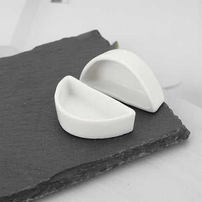 ECSiNG 6PCS Hermit Crab Mini Ceramic Dish 4.21x2x1.05cm Semicircle Shape Reptile Food Bowl for Spider Hermit Crab Tarantula Millipede White