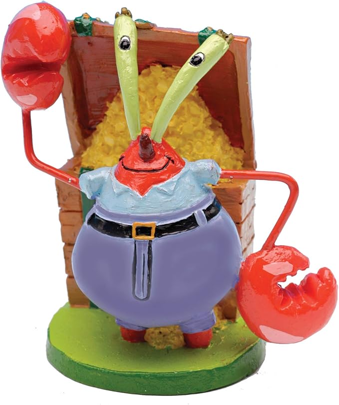 Penn-Plax Officially Licensed Spongebob Squarepants Aquarium Ornament – Mr. Krabs (Mini/Small Size) – Perfect for Freshwater and Saltwater Tanks, Multicolor, One Size