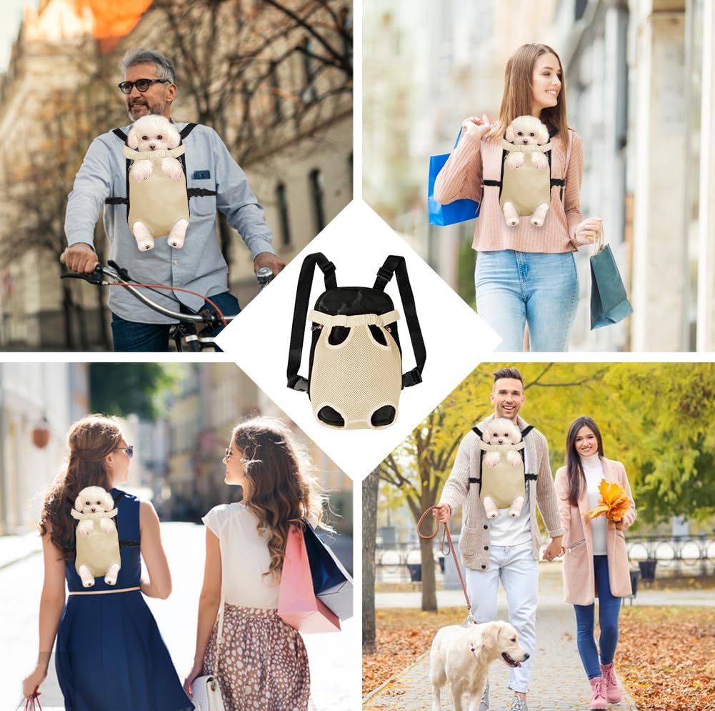 FEimaX Dog Carrier Backpack Pet Legs Out Front Cat Travel Bag, Adjustable Puppy Backpacks Carriers Hands-Free for Small Medium Dogs Cats Hiking Traveling Camping Daily Walking