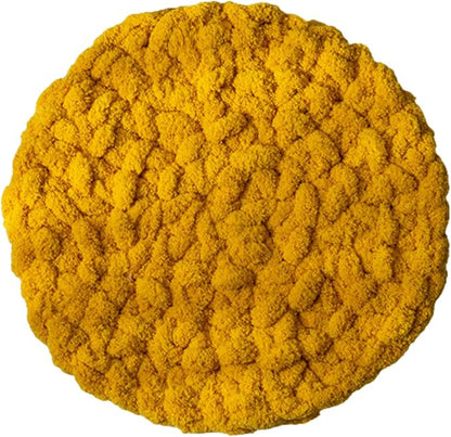 Cat Knitted Bed Mat, Extra-Soft Washable Warm Round Pads Cushions for Indoor Kittens, Cat Trees Towers, Perfect for Kneading and Sleeping (Yellow,Medium)