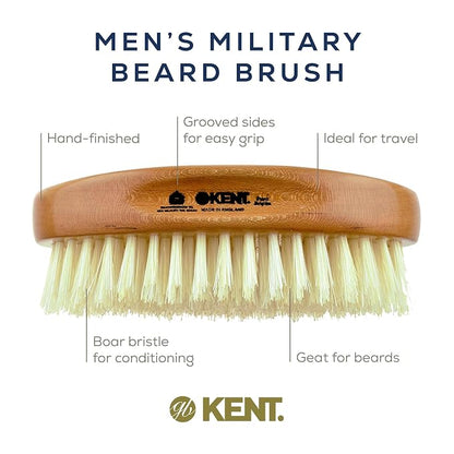 Kent BB Military Wave Hair Brush - 100% Natural Boar Bristle, Scalp Brush for Men's Grooming, Thinning Hair, Mustache and Beard Brush for Men Made in England"