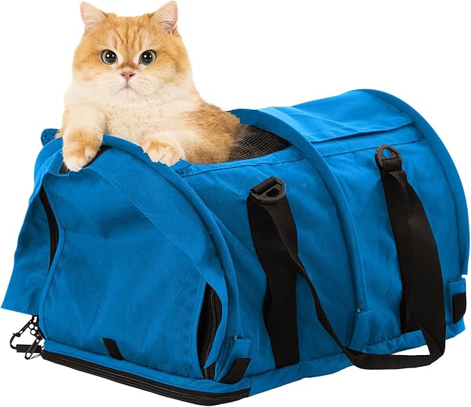 SturdiBag Pro 2.0 Pet Travel Carrier for Cats and Dogs | Soft Sided Pet Carrier Bag with Safety Clips and Seatbelt Straps for Car Travel | XL, Blue Jay
