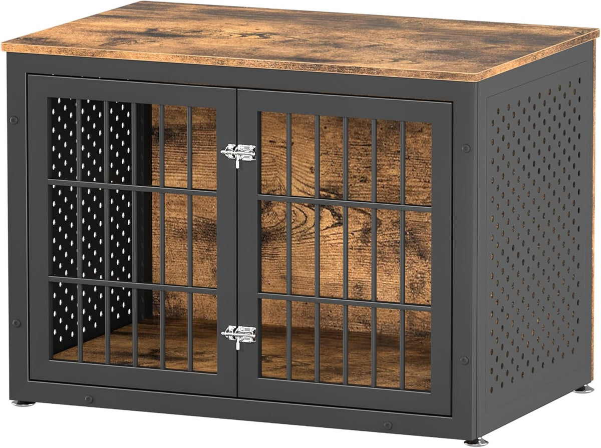38" Heavy Duty Dog Crate Furniture for Large and Medium Dogs,Wooden Metal Kennel for High Anxiety Dogs, Chew Proof Pet Cage Indoor, Decorative Dog Kennel End Table
