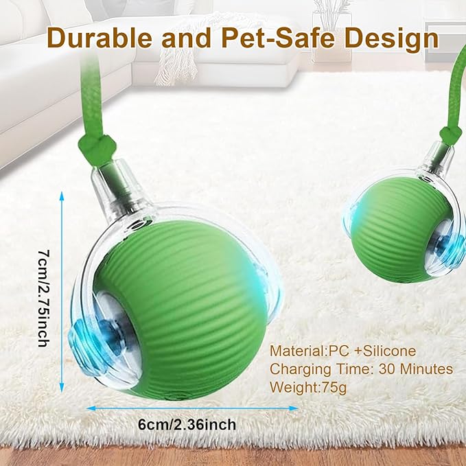Interactive Cat Toy, 2025 New Interactive Rolling Cats Dog Toy Balls 360° Smart Automatic Rolling Pet Ball, Fast Moving Toy for Dog,Cat Ball Toy(Geen)