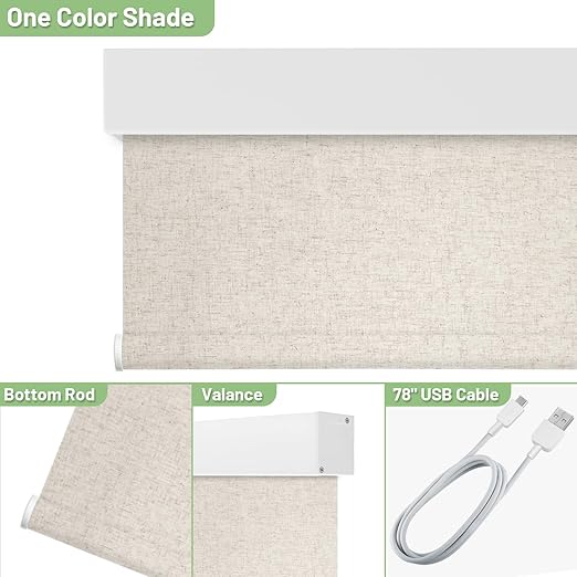 Motorized Blinds with Remote Control, 100% Blackout Cordless Wireless Electric