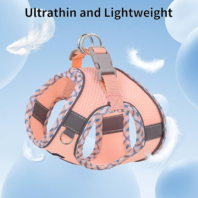 AIITLE Tiny Dog Harness - Lightweight Mesh Step-in Vest for Puppy, Reflective & Escape-Proof Design with High-Stick Magic Tape - Indoor/Outdoor Use for Chihuahua, Maltese, Shih Tzu(Pink, XXXS)