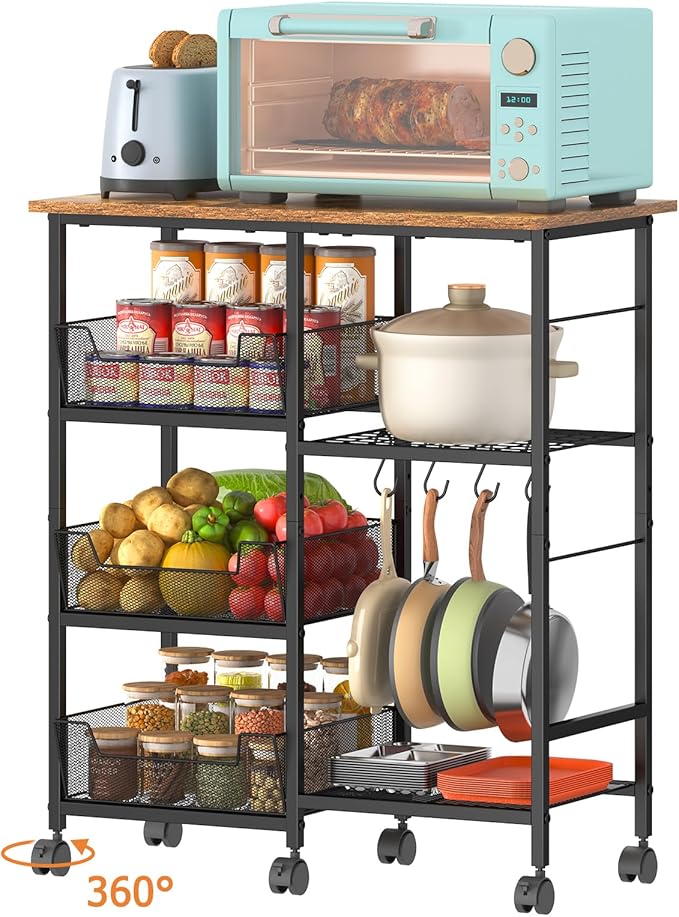Rolling Kitchen Storage Microwave Cart, Kitchen Island