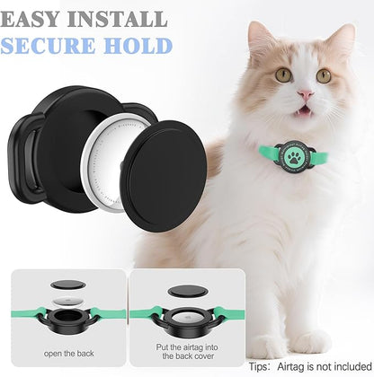Airtag Cat Collar, Stretchy Kitten Collar with Apple Air Tag Holder, Lightweight and Comfortable, Ultra Elastic GPS Cat Collars for Cats Kittens and Puppies, 8-12.5 inch, Green