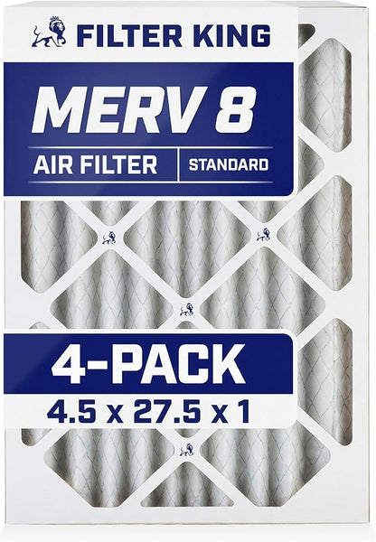 Filter King 4.5x27.5x1 Air Filter | 4-PACK | MERV 8 HVAC Pleated A/C Furnace