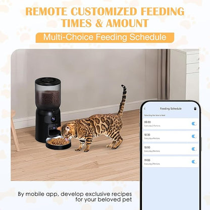 Automatic Cat Feeder with 2K Dual HD Cameras, 2.4/5G WiFi 6L Feeder, Pet Feeder