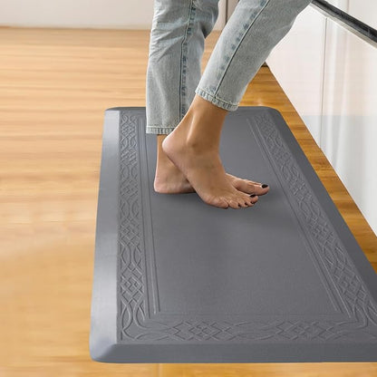 24 x 60 Inch Extra Support Anti Fatigue Comfort Kitchen Mat, Waterproof Long Kitchen Runner, Non-Slip Standing Desk Mat, Commercial Pads for Offices, Home, Garages (Bordeaux Grey, 24'' x 60'')