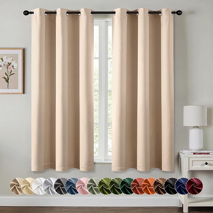 MIULEE Beige Blackout Curtains