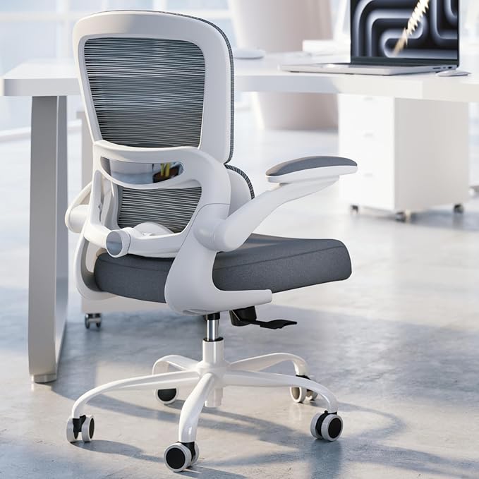TRALT Office Chair - Ergonomic Desk Chair with Adjustable Lumbar Support, Mesh Computer Chair, Executive Chairs for Home Office Comfortable Lumbar Support (White)