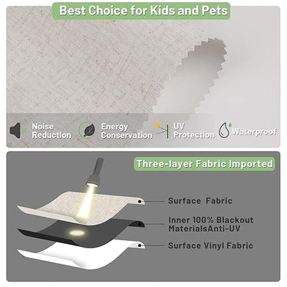 Motorized Blinds with Remote Control, 100% Blackout Cordless Wireless Electric