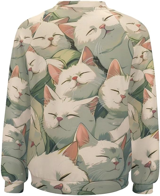 Womens Long Sleeve Tops Y2k Japanese Art Print Sweatshirts Fall Pullover for Women Crewneck Vintage Shirts Boho Tops