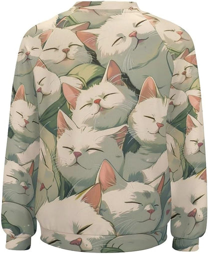 Womens Long Sleeve Tops Y2k Japanese Art Print Sweatshirts Fall Pullover for Women Crewneck Vintage Shirts Boho Tops