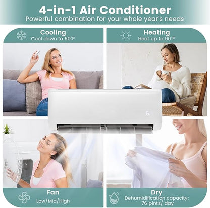 RELAX4LIFE Mini Split Ac/Heating System, 24000 BTU Ductless Mini Split Air