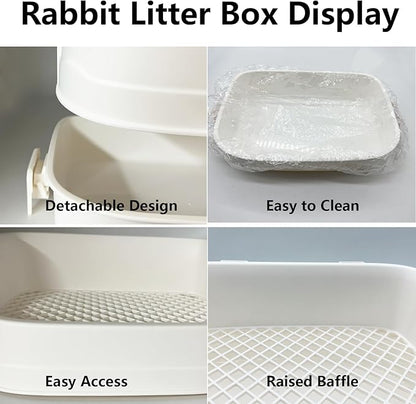 Tfwadmx Rabbit Litter Box Bunny Potty Training Litter Boxes Guinea Pig Corner Bedding Box Small Animal Toilet for Ferret,Chinchilla,Galesaur(White)