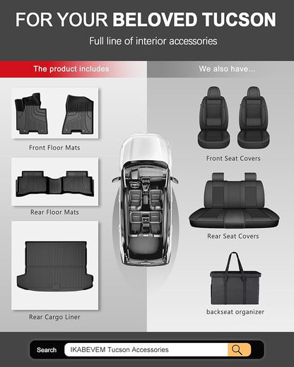 Floor Mats for Hyundai Tucson 2016-2021 - Custom Fit TPE Anti-Slip Floor Liners and Cargo Mat All Weather Cargo Liner for Tucson Accessories Black 2021 2020 2019 2018 2017 2016