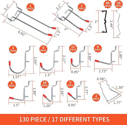 130PCS Pegboard Hooks Assortment