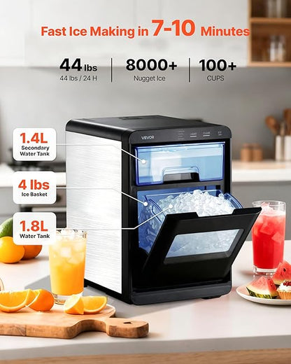VEVOR Countertop Ice Maker, 44 lbs per Day, Self-Cleaning Portable Machine