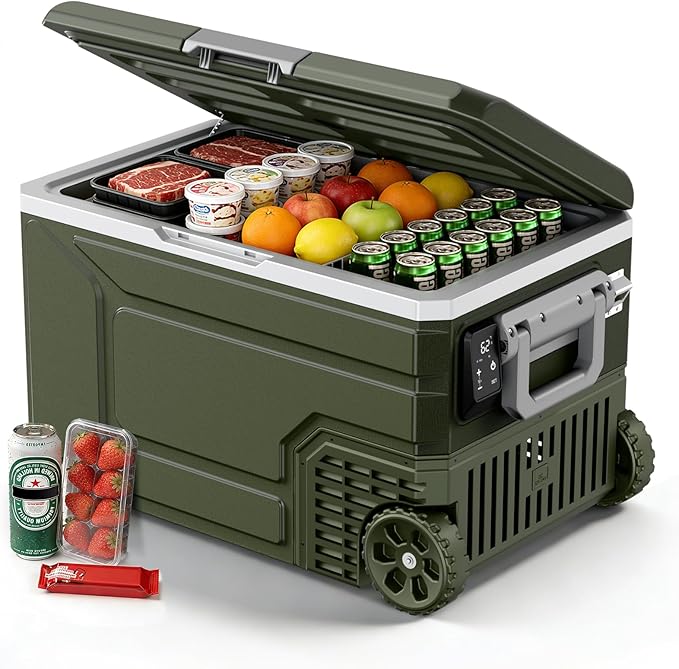 12V Portable Refrigerator, 68 Quart Dual-Voltage 12V/24V DC Car Cooler