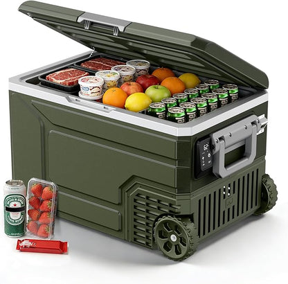 12V Portable Refrigerator, 68 Quart Dual-Voltage 12V/24V DC Car Cooler