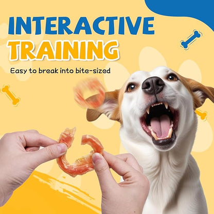 gazeupon Dog Treats Chicken Jerky Rings, Natural Chicken Breast, Healthy Training Rewards for Dogs w/Glucosamine Chondroitin
