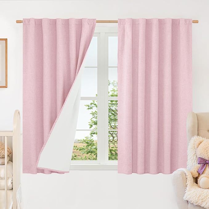 LAMIT Linen 100% Blackout Window Curtains