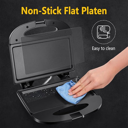Aigostar Sandwich Maker with Non-stick Deep Grid Surface
