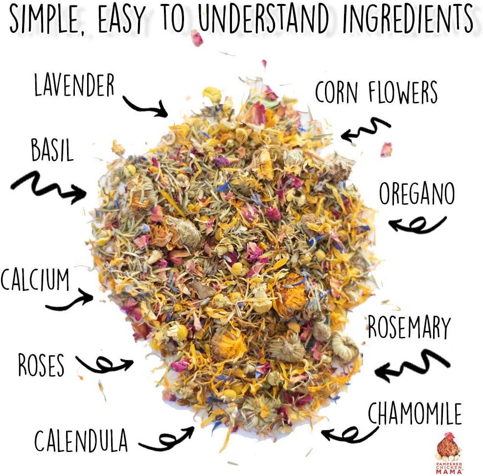 Pampered Chicken Mama Best Eggs Ever! Nesting Herbs for Chickens (10 Ounces) Calcium Supplement for Chickens | Chicken Feed Supplies, Hen Treats for Coops