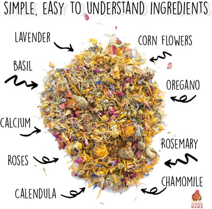Pampered Chicken Mama Best Eggs Ever! Nesting Herbs for Chickens (10 Ounces) Calcium Supplement for Chickens | Chicken Feed Supplies, Hen Treats for Coops