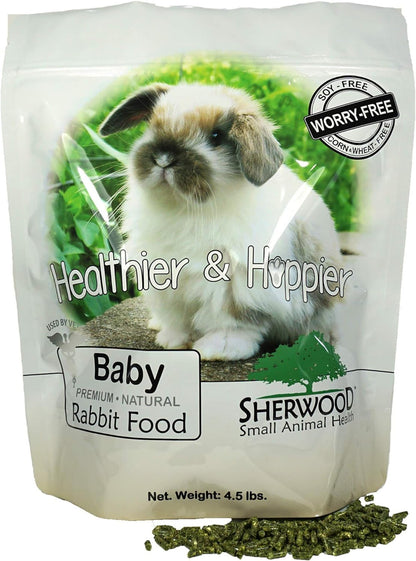 Sherwood Baby Rabbit Food. Hay-Based Pellet. No Wheat, Corn, or Soy for Better Digestion. 4.5 lbs