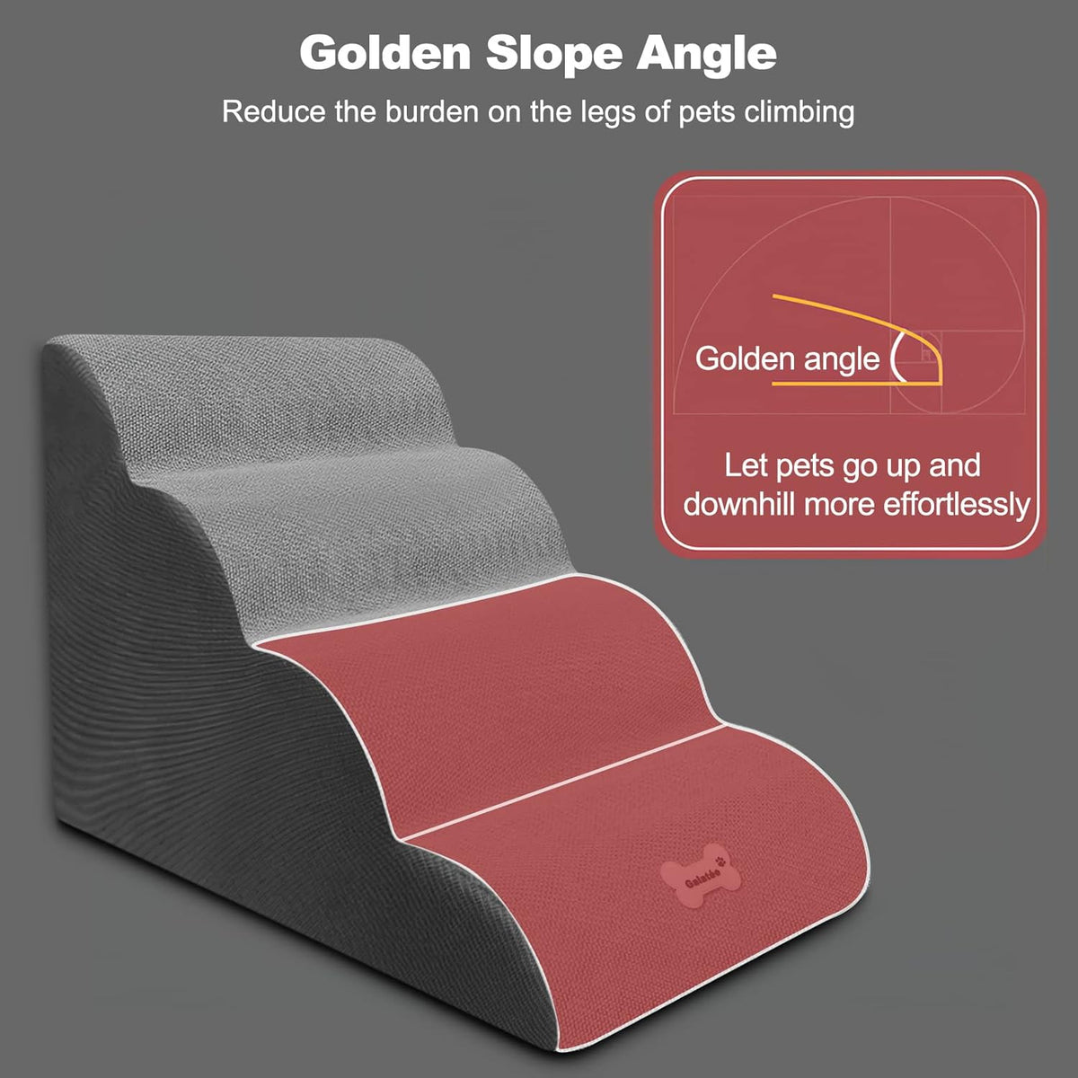 Dog Stairs, Removable and Washable Pet Stairs, 4-Steps Non-Slip Pet Ramp, Dogs Steps for High Bed Sofa, High Resilience Sponge Dog Stairs(White)