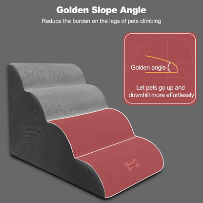 Dog Stairs, Removable and Washable Pet Stairs, 4-Steps Non-Slip Pet Ramp, Dogs Steps for High Bed Sofa, High Resilience Sponge Dog Stairs(White)