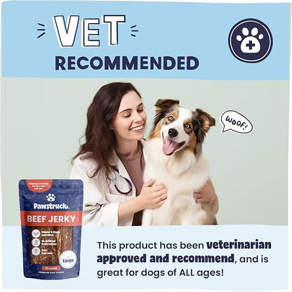 Pawstruck Premium Beef Jerky Dog Treat Chews, Large 10" Strips – Supports Hip & Joint Health, Rich in Glucosamine & Chondroitin, No Added Preservatives – 15 Count