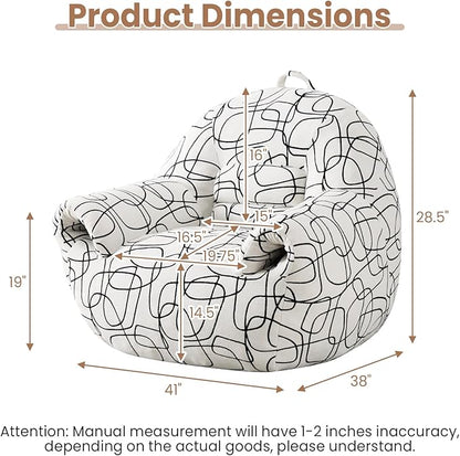Peace nest Bean Bag Chair with Memory Foam Filled Ultra Soft Jacquard Pattern Cover for Adults Comfy Fur Bean Bag Chairs with Armrests for Bedroom Living Room Office Dorm Reading Lines