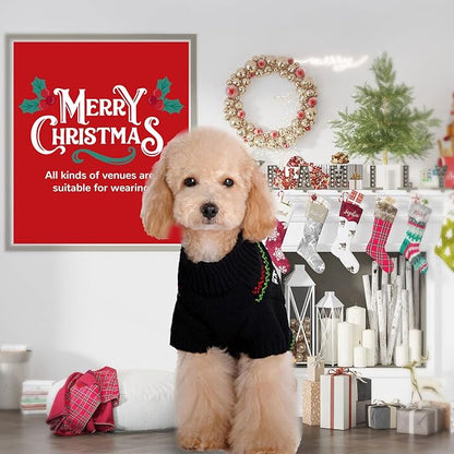 PETCARE Dog Christmas Sweater Black Ugly Funny Cute Cartoon Reindeer Cat Sweaters Jumper Holiday Dog Clothes Puppy Sweaters for Small Medium Large Dogs Fall Winter Outfits Xmas Dogs Costume,Small