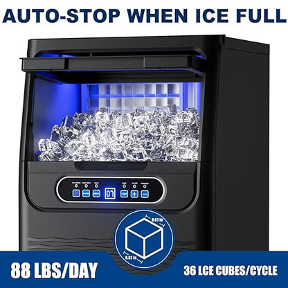 Ice Maker Countertop with Handle, 88lbs Per Day, Auto-Cleaning, Portable Sonic