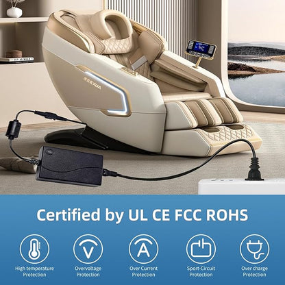 Universal Power Cord for Recliner Chair - 2-Pin Power Adapter with Extension Cord for Lift Chair, Recliner Sofa, Recliner Couch, 29V2A Power Supply Compatible with Power Recliner Most Makes & Models