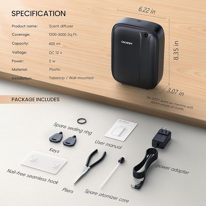 Waterless Diffuser, Hotel Scent Diffuser-Smart APP Control-400mL Capacity Up to