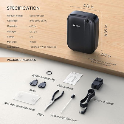 Waterless Diffuser, Hotel Scent Diffuser-Smart APP Control-400mL Capacity Up to
