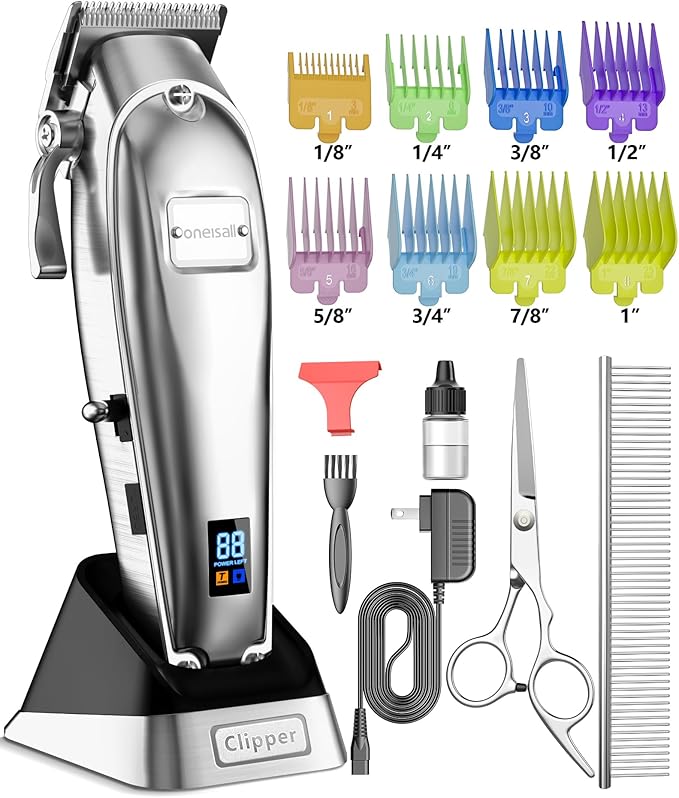 oneisall Dog Grooming Clippers for Thick Heavy Coats, Low Noise Cordless Dog